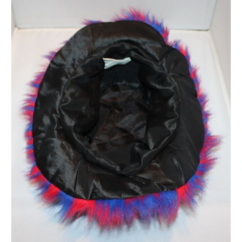 colorful Knott's Berry Farm Fuzzy Floppy bucket hat Red & Blue HTF Rare